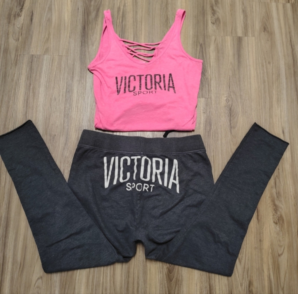 Victoria Sport Pink Tank Top & VS Victoria's Secret Joggers Set L